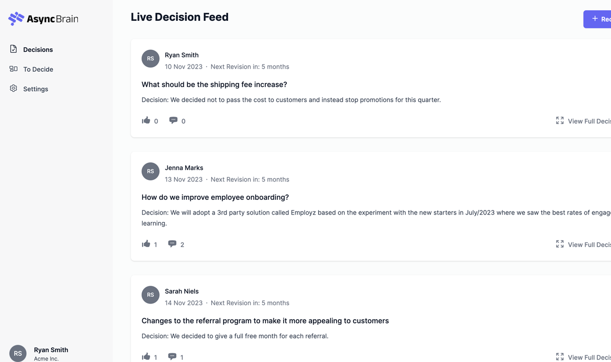Broadcast Decisions